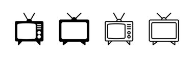 Televizyon ikonu ayarlandı. televizyon simgesi vektörü