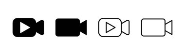 Video simgesi seti. Video kamera ikon vektörü. Film tabelası. Sinema