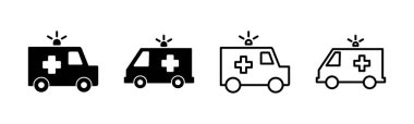 Ambulans simgesi hazır. Ambulans kamyonu ikon vektörü. Ambulans arabası