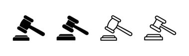 Gavel simgesi hazır. Yargıç Tokmak ikon vektörü. Kanun simgesi vektörü. Açık arttırma çekici