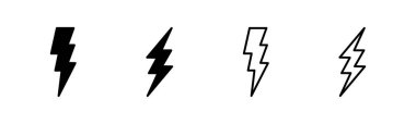 Şimşek simgesi ayarlandı. Elektrik ikon vektörü. Güç simgesi. enerji işareti