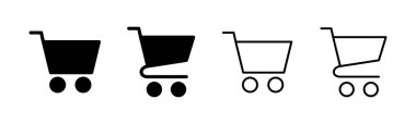 Alışveriş ikonu seti. Alışveriş arabası ikonu. Trolley simge vektörü