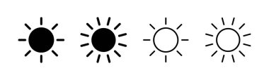 Güneş ikonu ayarlandı. Parlaklık Simgesi vektörü