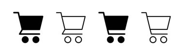 Alışveriş ikonu seti. Alışveriş arabası ikonu. Trolley simge vektörü