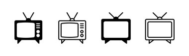 Televizyon ikonu ayarlandı. televizyon simgesi vektörü