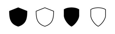 Kalkan simgesi ayarlandı. Koruma ikonu vektörü. Güvenlik vektör simgesi