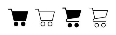 Alışveriş ikonu seti. Alışveriş arabası ikonu. Trolley simge vektörü
