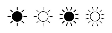 Güneş ikonu ayarlandı. Parlaklık Simgesi vektörü