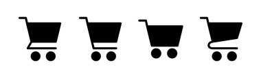 Alışveriş ikonu seti. Alışveriş arabası ikonu. Trolley simge vektörü