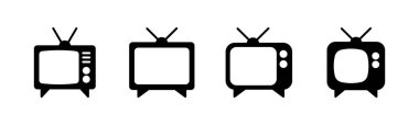 Televizyon ikonu ayarlandı. televizyon simgesi vektörü