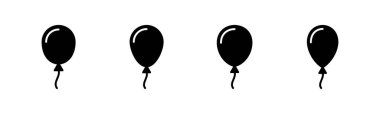 Balon simgesi ayarlandı. Parti balonu süsleme doğum günü vektörü. Balon siyah siluet simgesi
