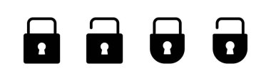 Kilit simgesi ayarlandı. Asma kilit ikon vektörü. Şifreleme simgesi. Güvenlik sembolü