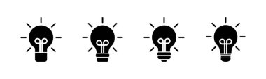 Lamba simgesi ayarlandı. Ampul simgesi vektörü. fikir sembolü.