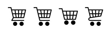 Alışveriş ikonu seti. Alışveriş arabası ikonu. Trolley simge vektörü