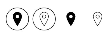 Pin simgesi ayarlandı. Konum simgesi vektörü. hedef simgesi. harita iğnesi