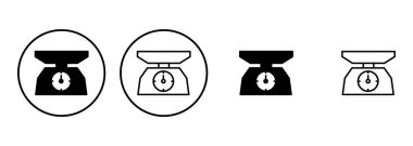 Ölçek simgesi seti. Ağırlık ölçeği simgesi. Kanun ölçekli ikon. Adalet