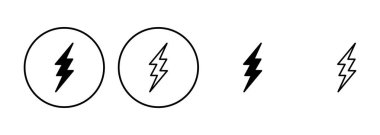 Şimşek simgesi ayarlandı. Elektrik ikon vektörü. Güç simgesi. enerji işareti