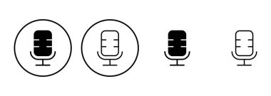 Mikrofon simgesi ayarlandı. karaoke simgesi vektörü