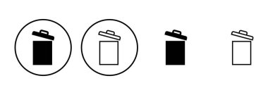 Çöp simgesi seti. Çöp kutusu simgesi. Simge vektörünü sil. çöp