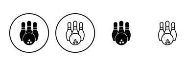 Bowling ikonu seti. Bowling topu ve iğne simgesi. Bowling lobutları