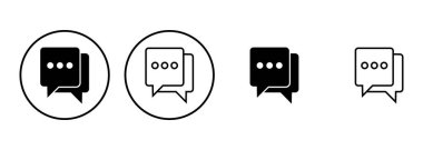 Sohbet simgesi ayarlandı. Konuşma balonu ikonu. Yorum simgesi vektörü. Mesaj var. Bizimle irtibata geç