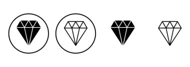 Elmas simgesi seti. Elmas mücevher vektör simgesi.