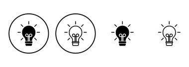 Lamba simgesi ayarlandı. Ampul simgesi vektörü. fikir sembolü.