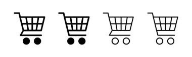 Alışveriş ikonu seti. Alışveriş arabası ikonu. Trolley simge vektörü