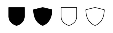 Kalkan simgesi ayarlandı. Koruma ikonu vektörü. Güvenlik vektör simgesi