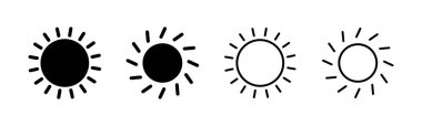 Güneş ikonu ayarlandı. Parlaklık Simgesi vektörü