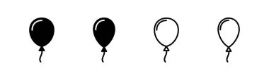 Balon simgesi ayarlandı. Parti balonu süsleme doğum günü vektörü. Balon siyah siluet simgesi