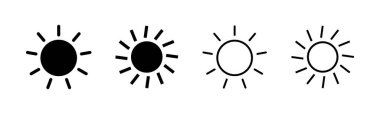 Güneş ikonu ayarlandı. Parlaklık Simgesi vektörü
