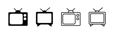 Televizyon ikonu ayarlandı. televizyon simgesi vektörü