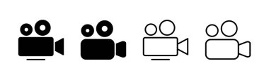 Video simgesi seti. Video kamera ikon vektörü. Film tabelası. Sinema