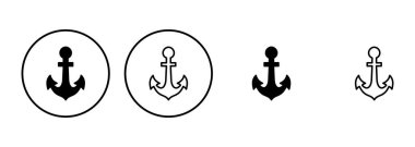 Çapa simgesi ayarlandı. Çapa sembolü logosu. Çapa deniz simgesi.