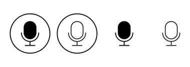 Mikrofon simgesi ayarlandı. karaoke simgesi vektörü