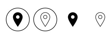 Pin simgesi ayarlandı. Konum simgesi vektörü. hedef simgesi. harita iğnesi