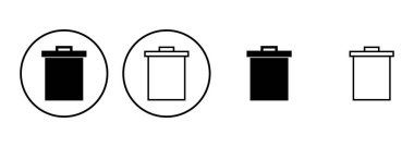 Çöp simgesi seti. Çöp kutusu simgesi. Simge vektörünü sil. çöp