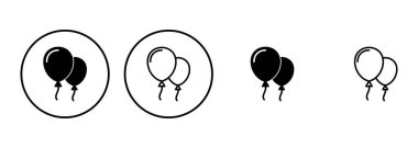 Balon simgesi ayarlandı. Parti balonu süsleme doğum günü vektörü. Balon siyah siluet simgesi