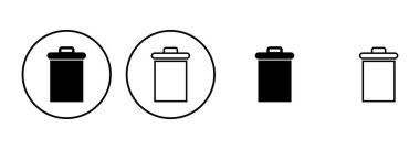 Çöp simgesi seti. Çöp kutusu simgesi. Simge vektörünü sil. çöp