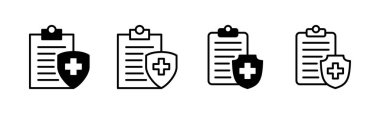 Tıbbi sigorta ikonu seti. sağlık sigortası simgesi