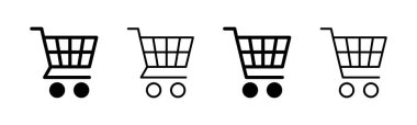 Alışveriş ikonu seti. Alışveriş arabası ikonu. Trolley simge vektörü