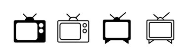 Televizyon ikonu ayarlandı. televizyon simgesi vektörü