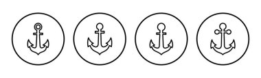 Çapa simgesi ayarlandı. Çapa sembolü logosu. Çapa deniz simgesi.