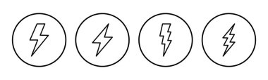 Şimşek simgesi ayarlandı. Elektrik ikon vektörü. Güç simgesi. enerji işareti