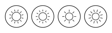 Güneş ikonu ayarlandı. Parlaklık Simgesi vektörü