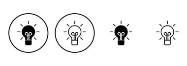 Lamba simgesi ayarlandı. Ampul simgesi vektörü. fikir sembolü.