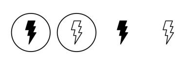 Şimşek simgesi ayarlandı. Elektrik ikon vektörü. Güç simgesi. enerji işareti