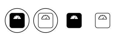 Ölçek simgesi seti. Ağırlık ölçeği simgesi. Kanun ölçekli ikon. Adalet