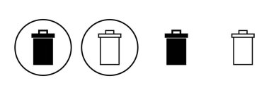 Çöp simgesi seti. Çöp kutusu simgesi. Simge vektörünü sil. çöp